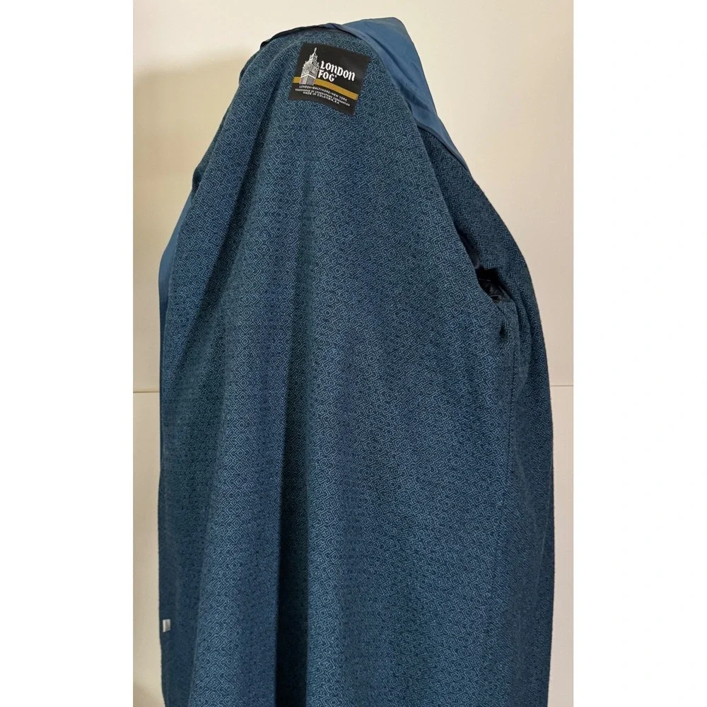 London Fog Vintage Blue Trench Coat Belted Long Rain Jacket Women's 10 Reg